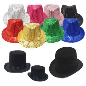 [불명] 신사모자 마술사모자 반짝이모자 페도라 파티모자_이미지