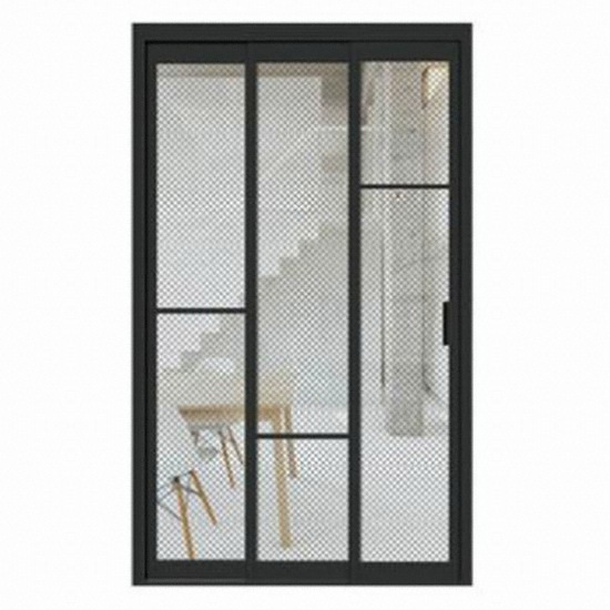 킹스도어 초슬림 3연동 ㅡ자형 망입유리 오픈형 중문 (~1.2m)_이미지