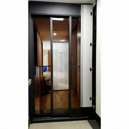 킹스도어 초슬림 3연동 ㅡ자형 망입유리 오픈형 중문 (~1.2m)_이미지