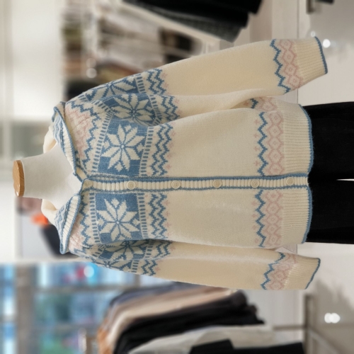 온앤온 루즈핏 후드넥 노르딕패턴 니트카디건 NJK5WDC13