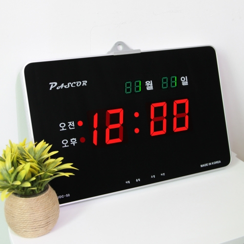 바이오메이트 하이아트 무소음 LED 디지털 벽시계 HYD-305R 월일/시분