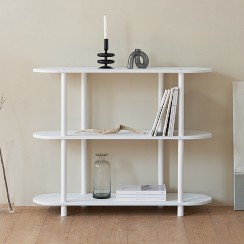 룸앤홈 모노 라운드 조립식 3단 선반 진열장 800