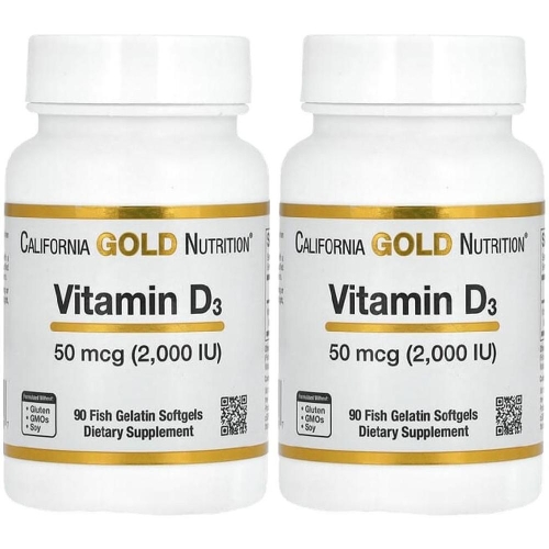 캘리포니아골드뉴트리션 비타민 D3 50mcg (2000IU) 90캡슐 (2개)