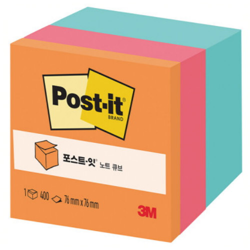 포스트잇 노트 큐브 오렌지 3색