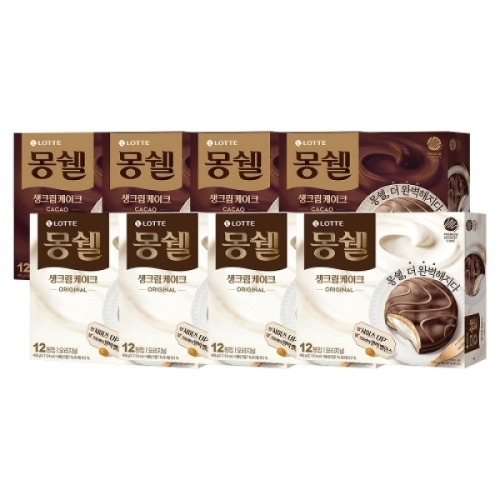 롯데제과 몽쉘 오리지널 생크림케이크 408g + 몽쉘 카카오 생크림케이크 408g (8개)