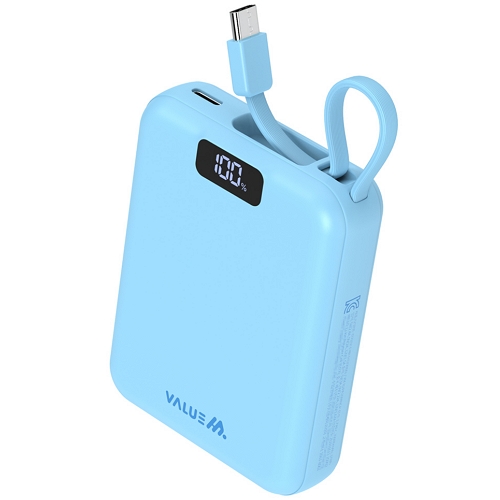 디엠케이코리아 밸류엠 PD 22.5W 케이블 일체형 미니 보조배터리 VM-PA10MNCP 10000mAh_이미지