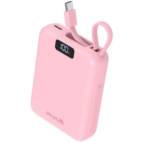 디엠케이코리아 밸류엠 PD 22.5W 케이블 일체형 미니 보조배터리 VM-PA10MNCP 10000mAh_이미지