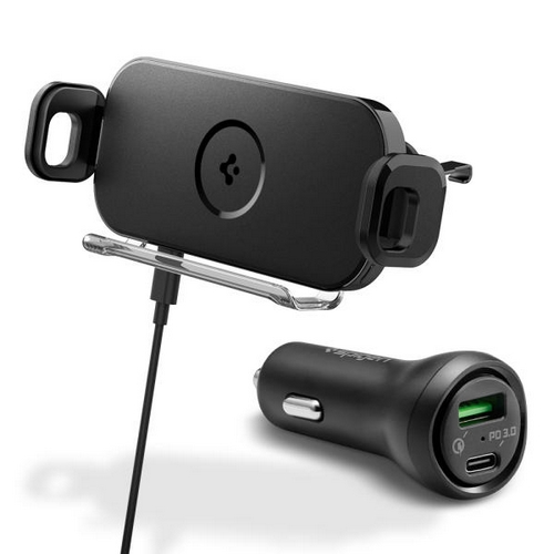 슈피겐 차량용 고속 무선충전거치대 GTS12W + 2포트 충전기 F31QC 세트_이미지