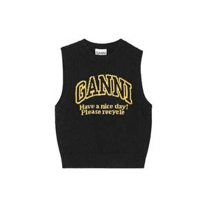 가니 여성 그래픽 로고 니트 조끼 블랙 K2091 099 271209 1062603
