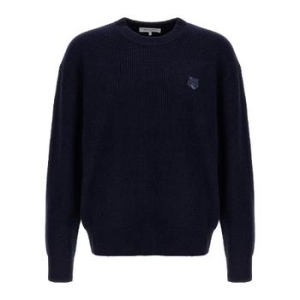  메종키츠네 남성 볼드 폭스 헤드 패치 컴포트 니트 잉크 블루_LM00818KT1093P476