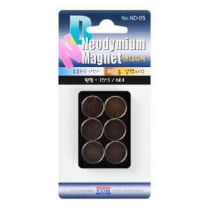 지구마그넷 초강력 네오디움 원형 자석 ND-05 15mm 3T 6개입