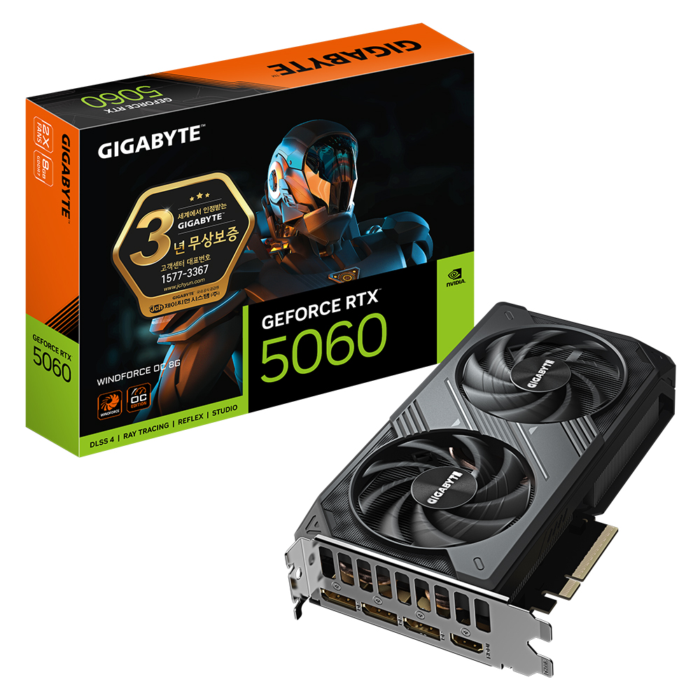 GIGABYTE 지포스 RTX 5060 WINDFORCE OC D7 8GB 제이씨현이미지입니다. 누르면 해당 게시물로 새창이동합니다.