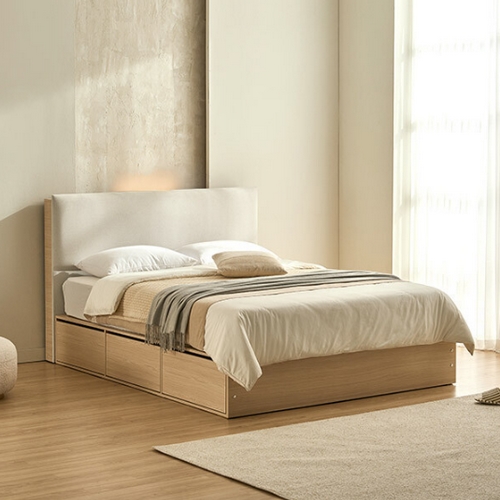 스칸디아 마르네 헤드쿠션형 패브릭 호텔 수납 LED침대 Q (30T프리미엄독립)_이미지