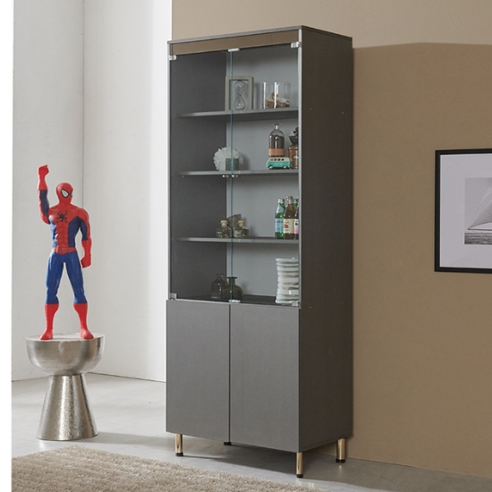 모던탑21 수납겸용 더-그레이 B타입 유리 장식장 800_이미지