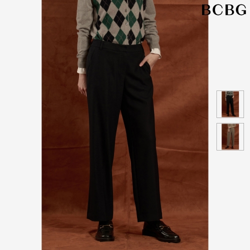 BCBG 다크네이비 울 블렌드 레직기 스트레이트 팬츠 B5W9P30556_이미지