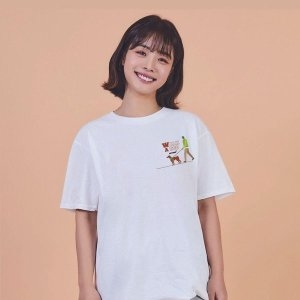 키밍 강아지 산책 반팔티 데일리 그래픽 W75892F