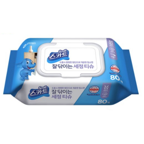 스카트 잘 닦이는 세정 티슈 캡형 80매 (1팩)_이미지