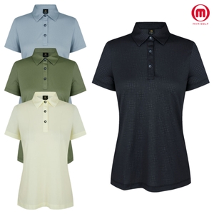  엠바골프 여성 일상 여름 엠보 셔링 반팔 카라 블라우스 4color M242LTS018