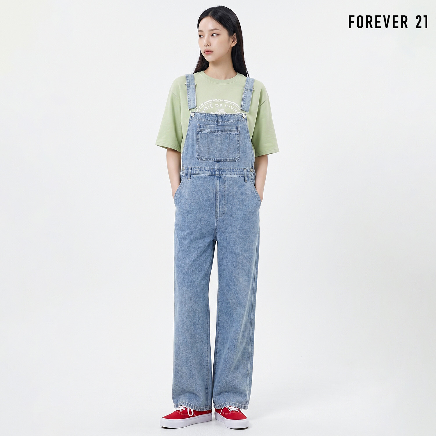  FOREVER21 베이직 데님 팬츠 점프수트 FTDBOP025