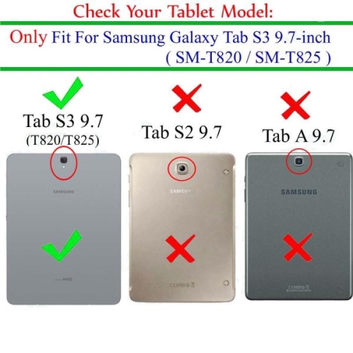 갤럭시 보호 보관용 탭 S3 9.7인치용 슬림 케이스 태블릿 SM-T820 T825 T827용 라이트 스마트 커버 스탠_이미지