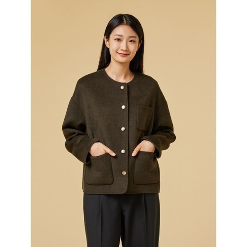 자연주의 여성 라운드넥 핸드메이드 숏 자켓 J102401022