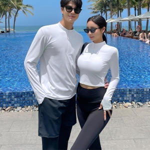 OMT 남성 여성 래쉬가드세트 빅사이즈 커플 수영복 레쉬가드 루즈핏 아노락 반집업 비치웨어_OFS-SWM5