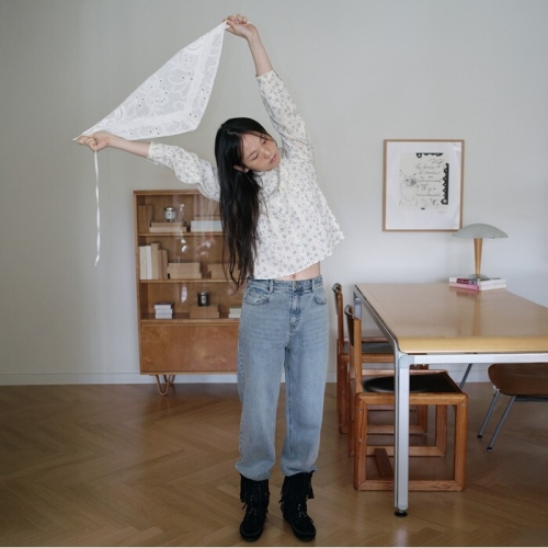 써스데이아일랜드 KiiiKiii 스판 배기 데님 팬츠T256MJE131W_이미지