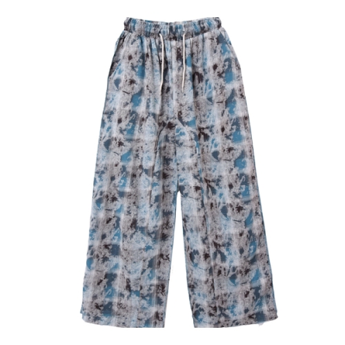 리빌모아 국산 남자 와이드 절개 더티 체크 팬츠 남녀공용 캐주얼바지 청바지 편한바지 DS-PTA-Q112-초록