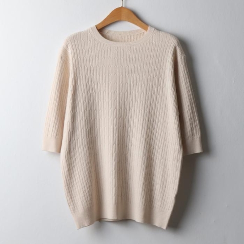 강물처럼 아이우먼 컬러꽈배기니트반팔티 APJ313M 510 빅사이즈 41724204A_이미지