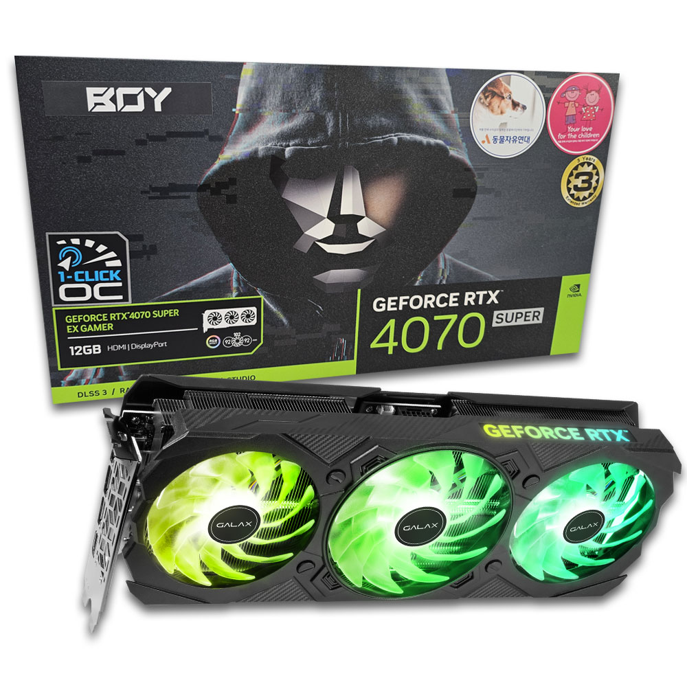 갤럭시 BOY 지포스 RTX 4070 SUPER EX GAMER BLACK OC D6X 12GB_이미지