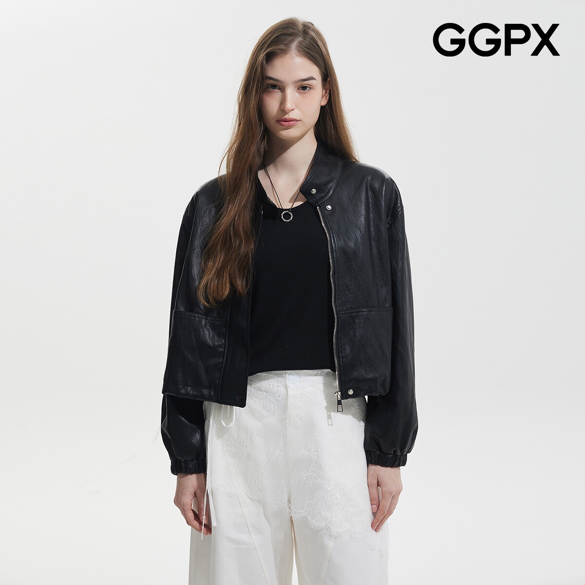 연승어패럴 GGPX 반하이넥 페이크 레더 지퍼 자켓 GQ3JK021F