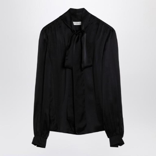 Black silk shirt with bow at neck 769138Y3I13/XH_ -1000_108-34 Black