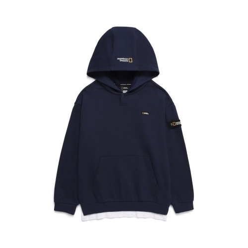 내셔널지오그래픽 K243UHD030 ESG 레이어드 후드 티셔츠 NAVY_이미지