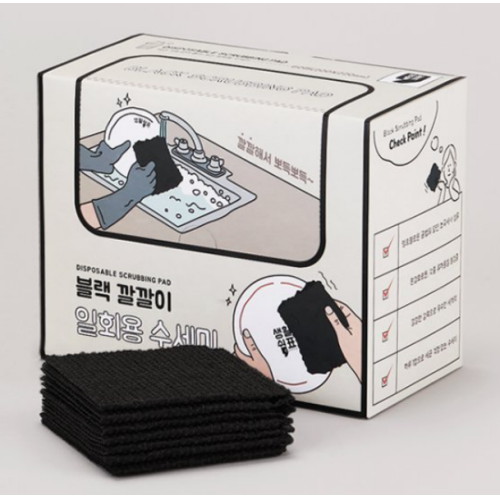 생활쉼표 블랙 깔깔이 일회용 수세미 60개 (1개(60매))_이미지