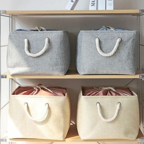 모던 덮개형 패브릭 사각 바스켓 수납 바구니