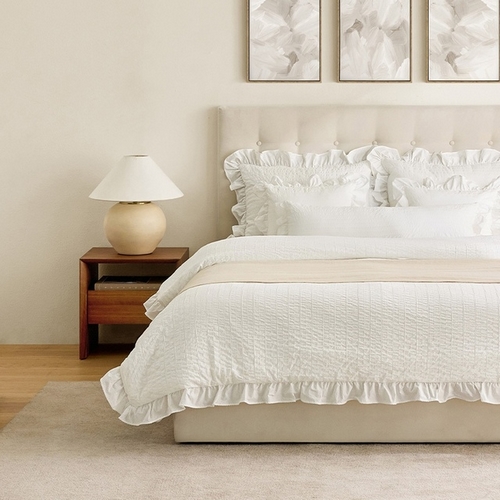 까사미아 루아레 60수 고밀도 워싱면 프릴 차렵이불 (퀸 Q)_이미지