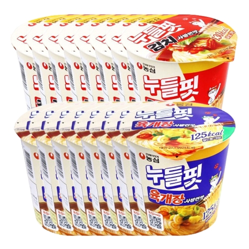 누들핏 김치 사발면맛 37.5g 8개 + 누들핏 육개장사발면맛 35.5g 8개