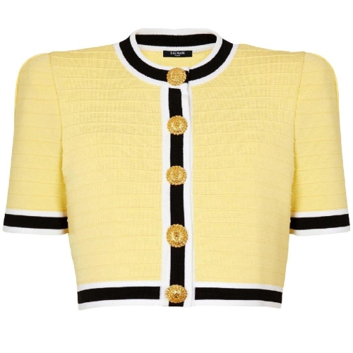 발망 여성 니트 크롭 가디건 yellow BLM386BVYELNA1AA00 T