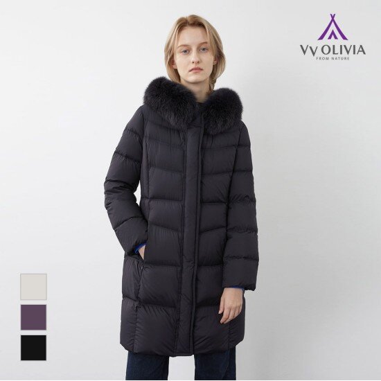 올리비아로렌 슬림 구스다운 후드 점퍼 VVPKD3WA371