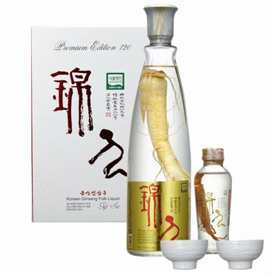 금산인삼주 23도 120ml+금산인삼주 43도 720ml+술잔 세트