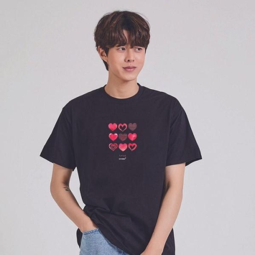 발렌타인 데이 하트 그래픽 캐쥬얼 반팔티 W7F2D44