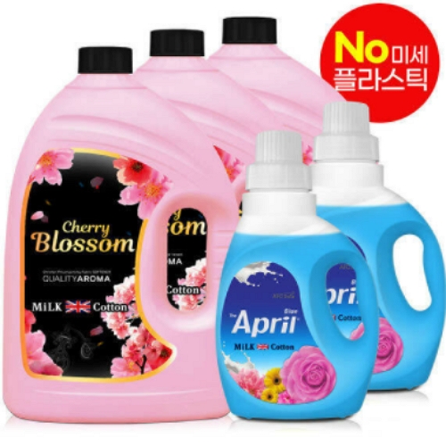 밀크코튼 ㅤ고농축 퍼퓸 섬유유연제 벚꽃에디션 3.06L x 3개 + (에이프릴향 650ml x 2개) (1개)_이미지