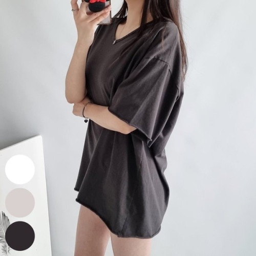  지컷 빅사이즈사랑해요 Q474L407 빈티 팅워싱면반팔티 NS