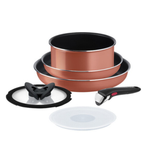 테팔 매직핸즈 ㅤ엑스엘 포스 레드코랄 프라이팬 6종세트 (편수18+팬22,26+유리뚜껑18+밀폐뚜껑18+멀티핸들)_이미지