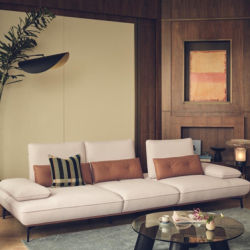 에싸 주노 스윙기능 카시미라 패브릭 소파 4인용 (스툴별도)_이미지