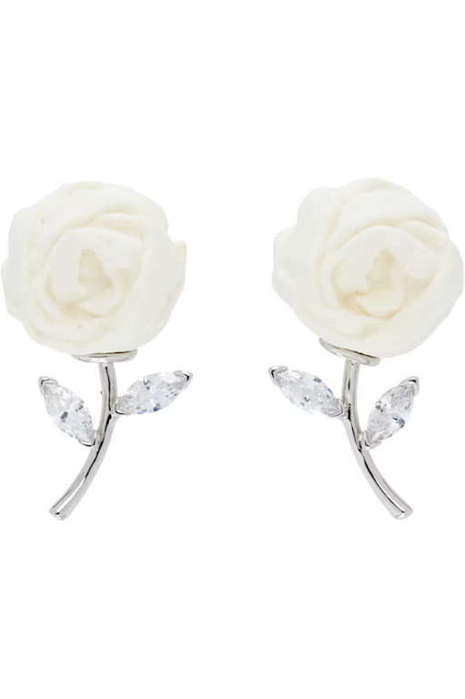 슈슈 Shushu Tong YVMIN 페이퍼 볼 로즈 젬스톤 리프 스터드 이어링 25947WHT00DLR TP86_이미지