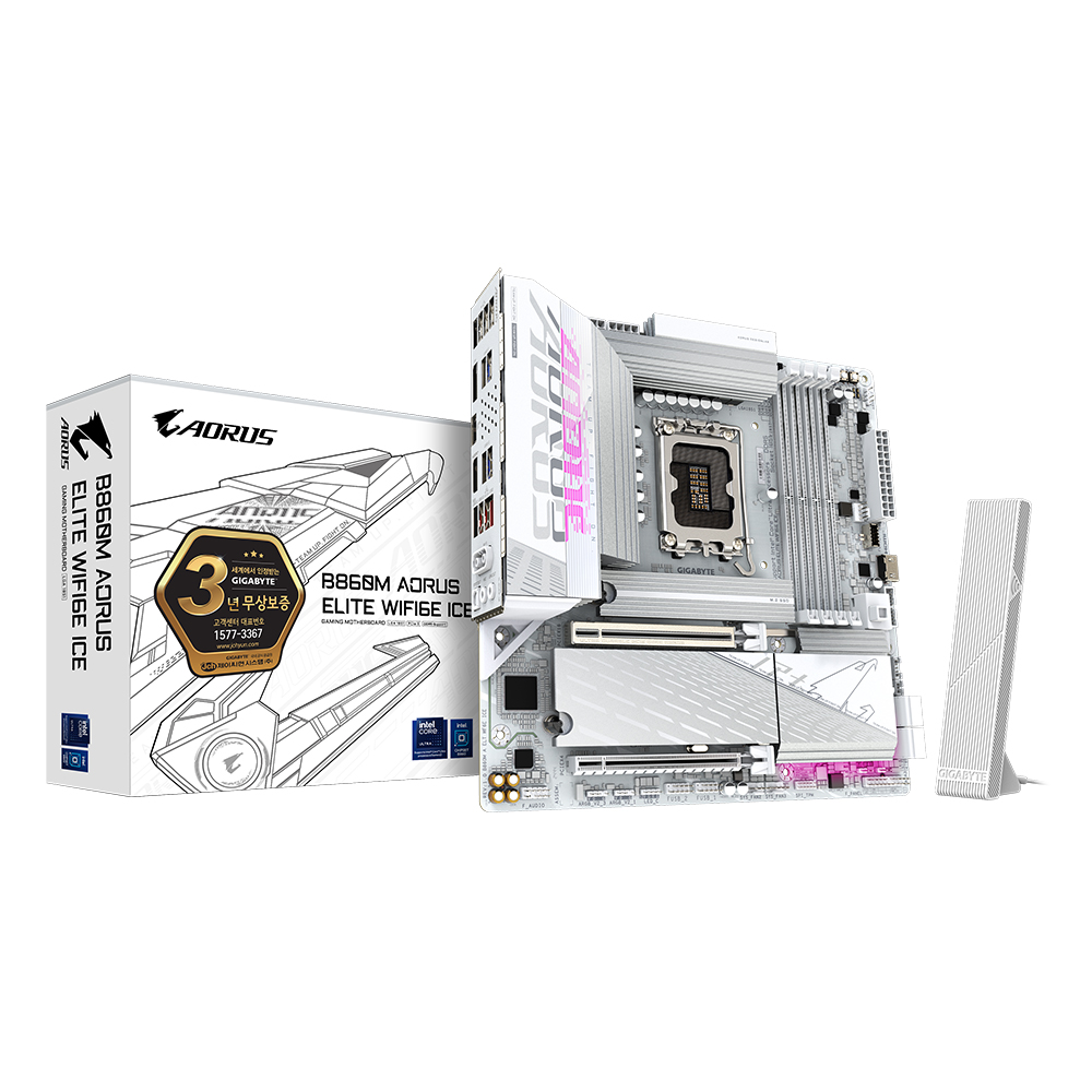 GIGABYTE B860M AORUS ELITE WIFI6E ICE 제이씨현이미지입니다. 누르면 해당 게시물로 새창이동합니다.