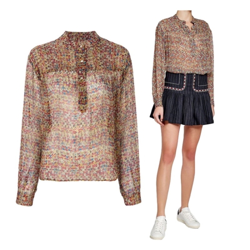 이자벨마랑 ETOILE EMANA 실크 블라우스 멀티 HT1110 18P029E_이미지