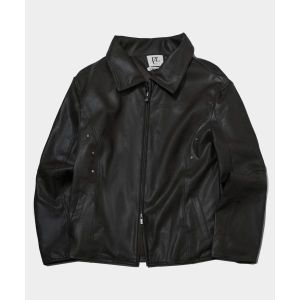 플레이스 스튜디오 프린세스 리벳 디테일 커브 라인 투웨이 레더 자켓 블랙 1875414