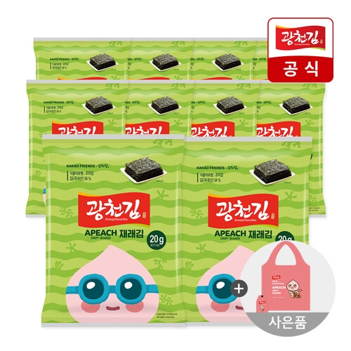 광천김 카카오프렌즈 재래 전장김 + 카카오 장바구니 증정 20g이미지입니다. 누르면 해당 게시물로 새창이동합니다.